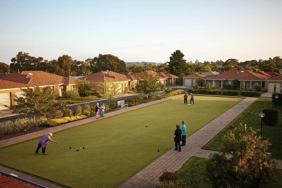 Cornish Grange residents playing lawn bowls