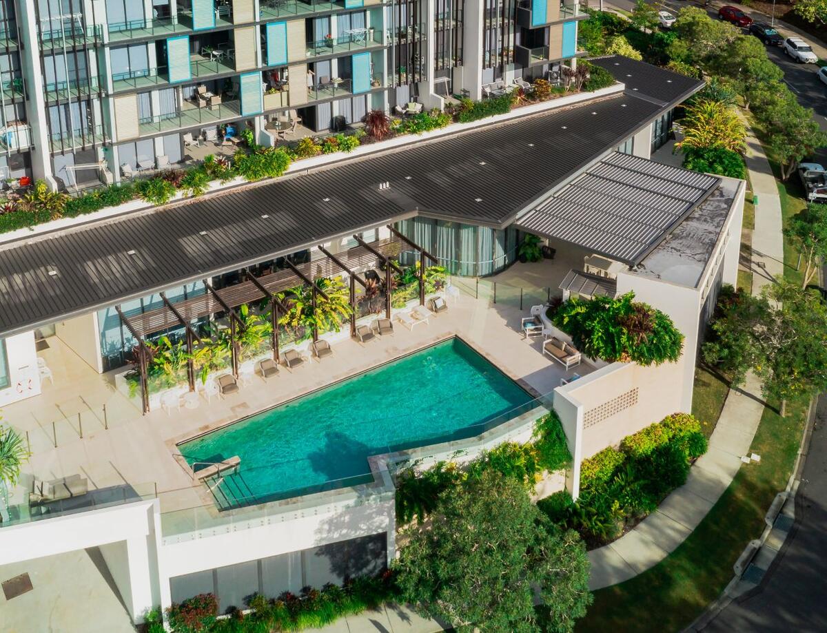 Parkside Carindale Retirement Living Pool Balcony Aerial View